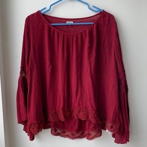 Super cute 70s style deep red top